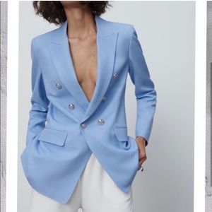 Zara Double Breasted Blue Blazer
